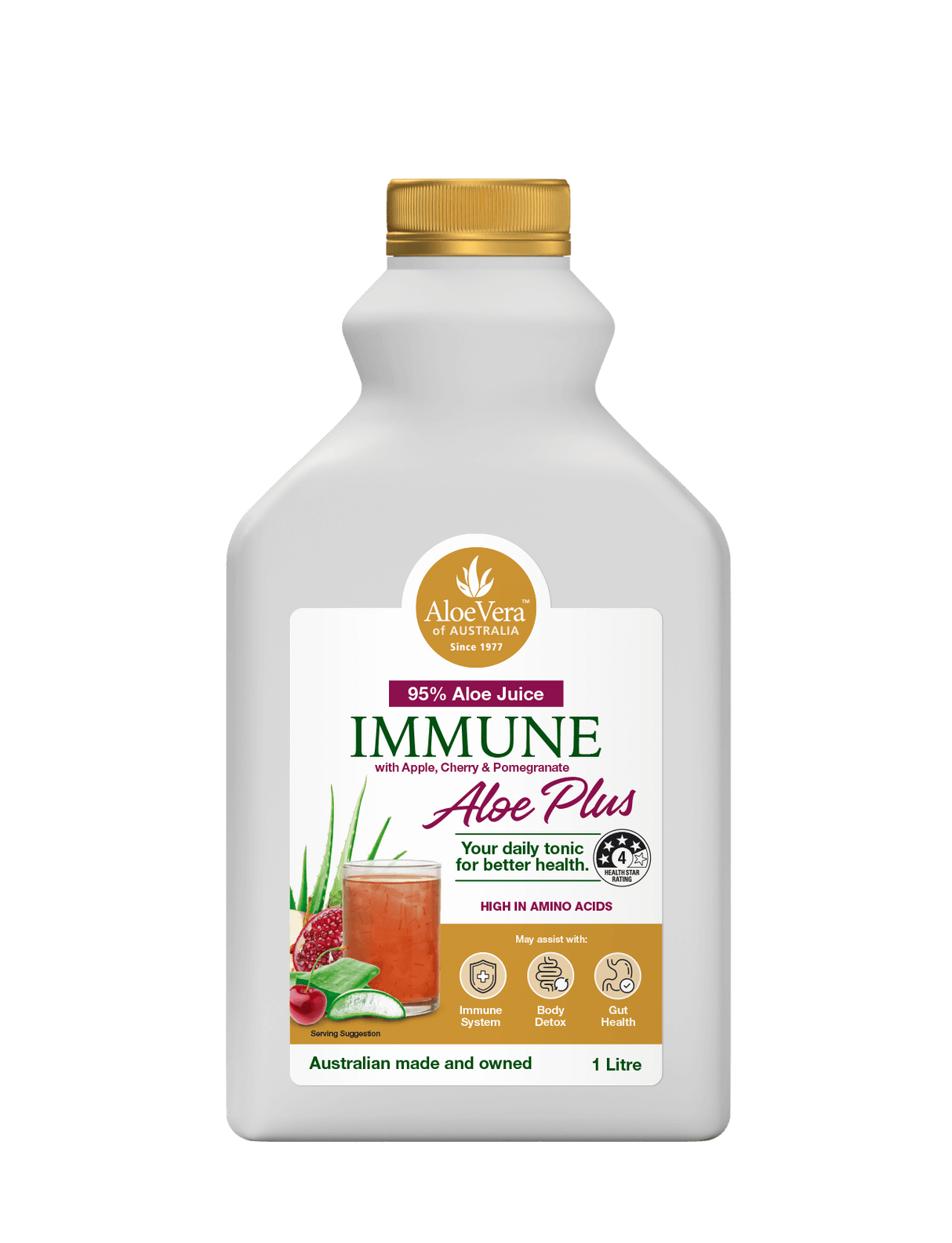 Aloe Vera Of Australia Immune Aloe Plus with Apple, Cherry & Pomegranate 1L